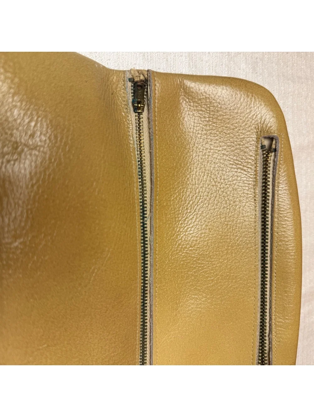 Vintage Tan Leather Clutch Purse Soft Foldover Minimalist Envelope Handbag